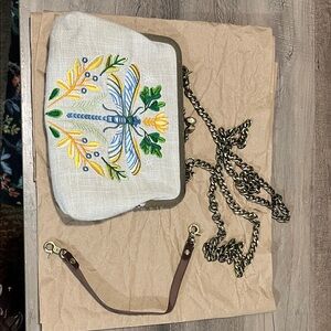 Embroidered Dragonfly Chain Shoulder Bag